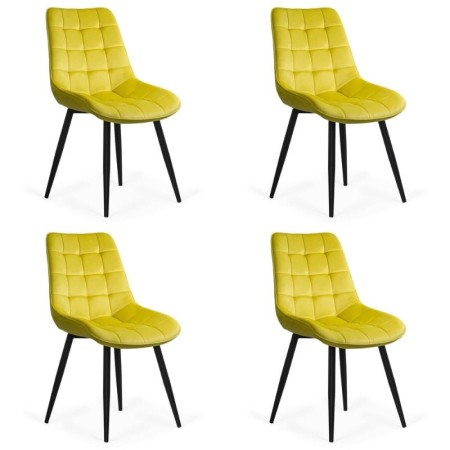 Set 4 scaun pentru bucătărie și living din catifea BUC206 Galben Set 4 scaun pentru bucătărie și living din catifea BUC206 Galben