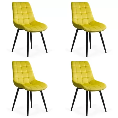 Set 4 scaun pentru bucătărie și living din catifea BUC206 Galben