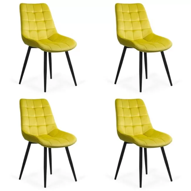 Set 4 scaun pentru bucătărie și living din catifea BUC206 Galben