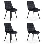 Set 4 scaune bucătărie și living din catifea BUC 206 negru Set 4 scaune bucătărie și living din catifea BUC 206 negru