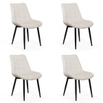 Set 4 scaune bucătărie și living din catifea crem Set 4 scaune bucătărie și living din catifea crem