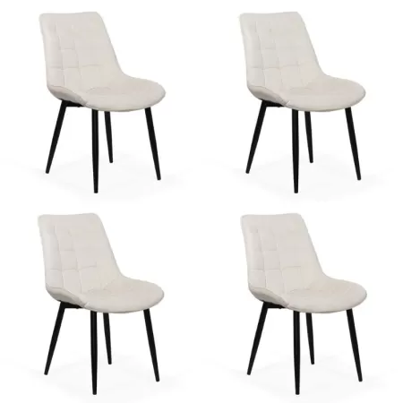 Set 4 scaune bucătărie și living din catifea crem