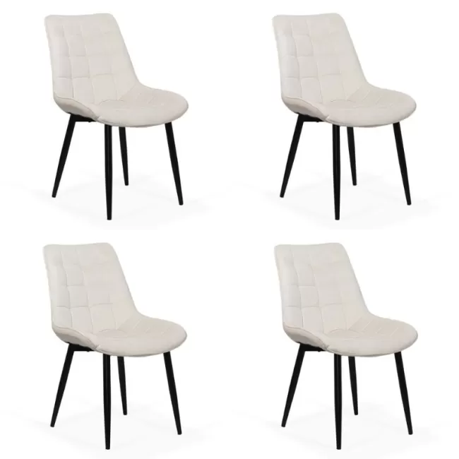 Set 4 scaune bucătărie și living din catifea crem