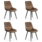 Set 4 scaune bucătărie și living din catifea BUC 206 Maro Set 4 scaune bucătărie și living din catifea BUC 206 Maro