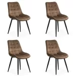 Set 4 scaune bucătărie și living din catifea BUC 206 Maro