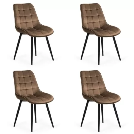 Set 4 scaune bucătărie și living din catifea BUC 206 Maro