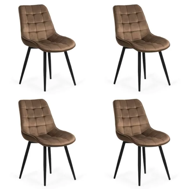 Set 4 scaune bucătărie și living din catifea BUC 206 Maro