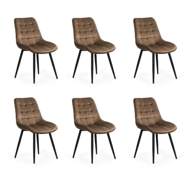 Set 6 scaune bucătărie și living din catifea BUC 206 Maro