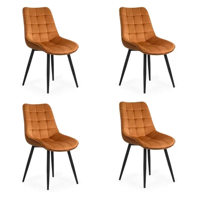 4 scaune bucătărie și living din catifea Portocaliu