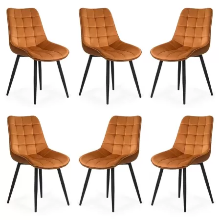 6 scaune bucătărie și living din catifea Portocaliu