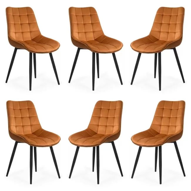 6 scaune bucătărie și living din catifea Portocaliu