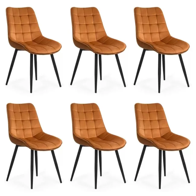 6 scaune bucătărie și living din catifea Portocaliu