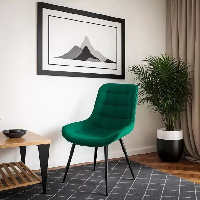 Scaun pentru bucătărie și living din catifea BUC206 Verde
