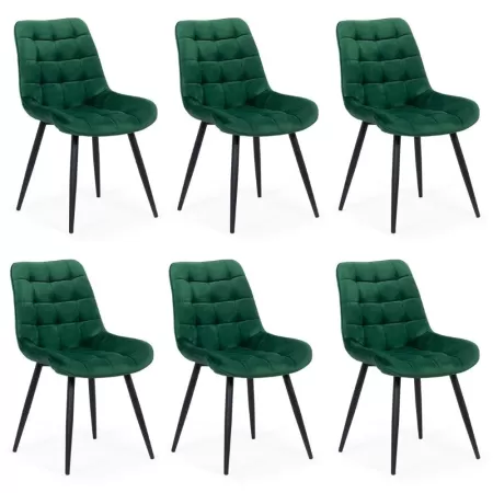 6 scaune bucătărie și living din catifea Verde