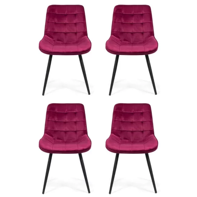 4 scaune bucătărie și living din catifea Vișiniu