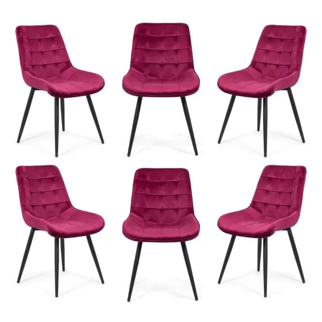 6 scaune bucătărie și living din catifea Vișiniu