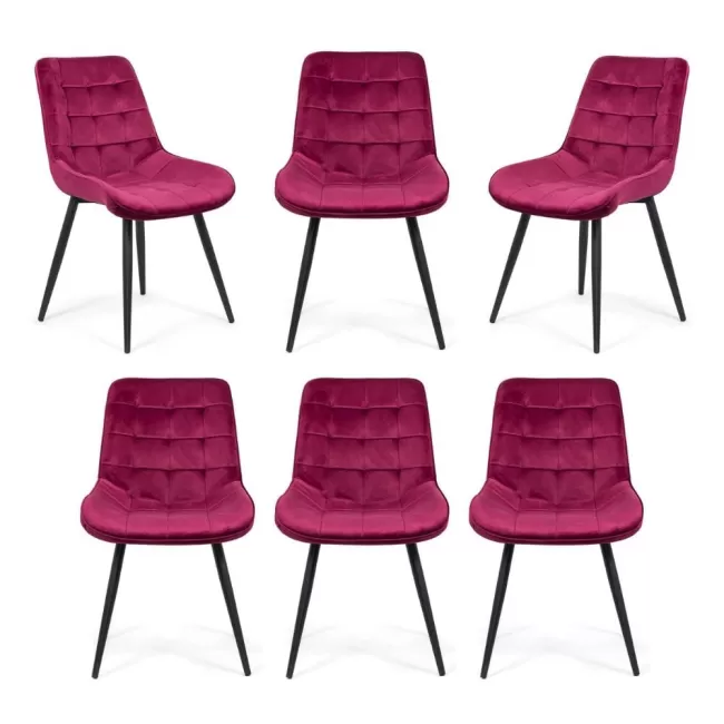 6 scaune bucătărie și living din catifea Vișiniu