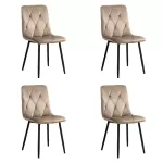 4 scaune living catifea BUC 210 Bej – confort, stil modern, cadru metalic solid