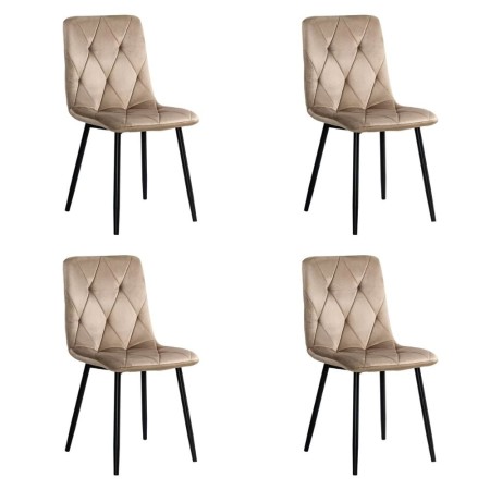4 scaune living catifea BUC 210 Bej – confort, stil modern, cadru metalic solid