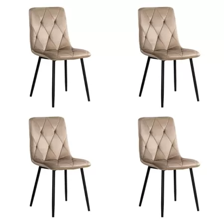 4 scaune living catifea BUC 210 Bej – confort, stil modern, cadru metalic solid