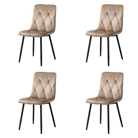 4 scaune living catifea BUC 210 Bej – confort, stil modern, cadru metalic solid