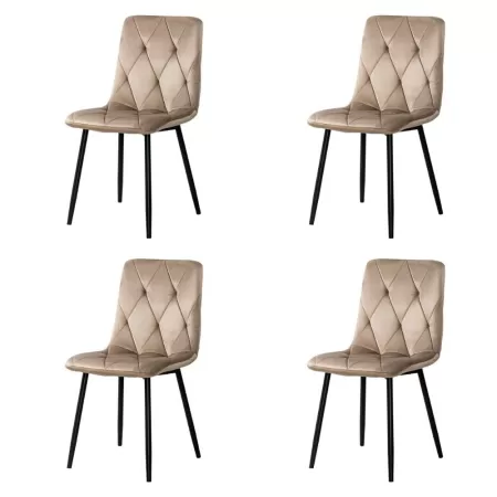 4 scaune living catifea BUC 210 Bej – confort, stil modern, cadru metalic solid