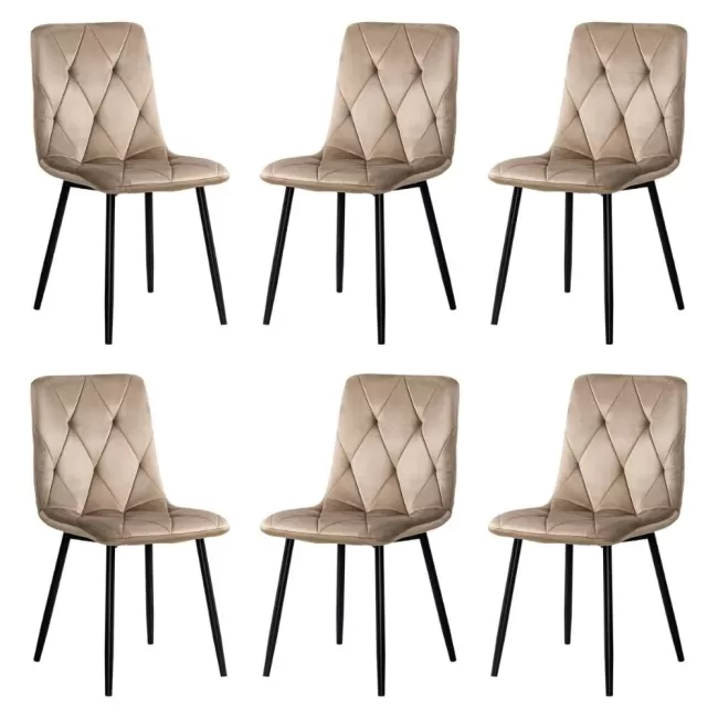 6 scaune living catifea BUC 210 Bej – confort, stil modern