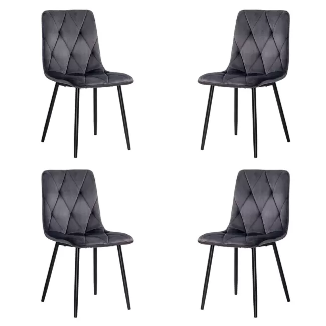 4 scaune living catifea BUC 210 Gri – confort, stil modern