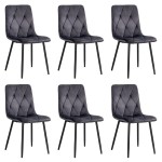 6 scaune living catifea BUC 210 Gri – confort, stil modern, cadru metalic solid