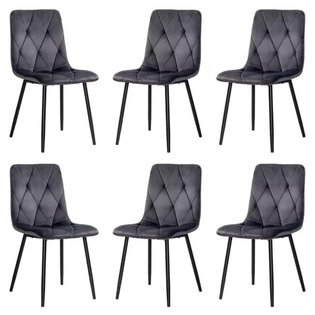 6 scaune living catifea BUC 210 Gri – confort, stil modern