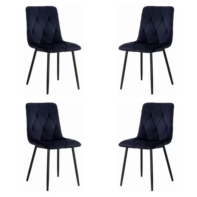 4 scaune living catifea BUC 210 Negru – confort, stil modern