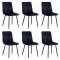 6 scaune living catifea BUC 210 Negru – confort, stil modern, cadru metalic solid