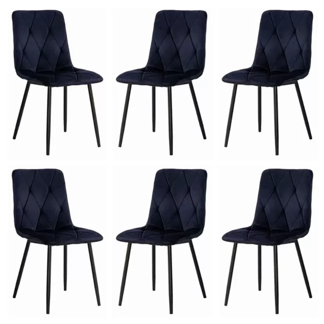 6 scaune living catifea BUC 210 Negru – confort, stil modern