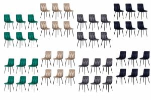 Scaune living din catifea pe cadru negru în diverse culori