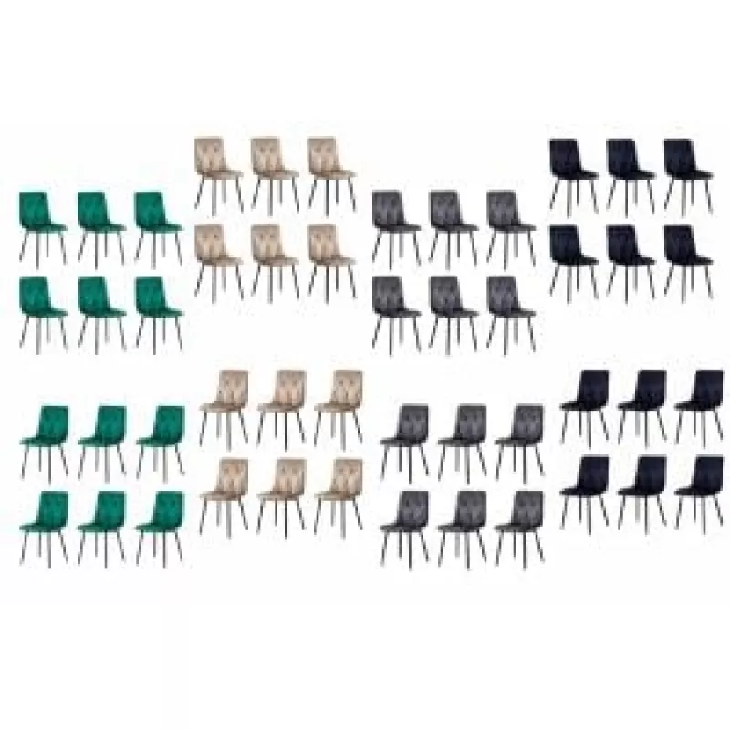 Scaune living din catifea pe cadru negru în diverse culori