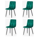 4 scaune living catifea BUC 210 Verde – confort, stil modern, cadru metalic solid