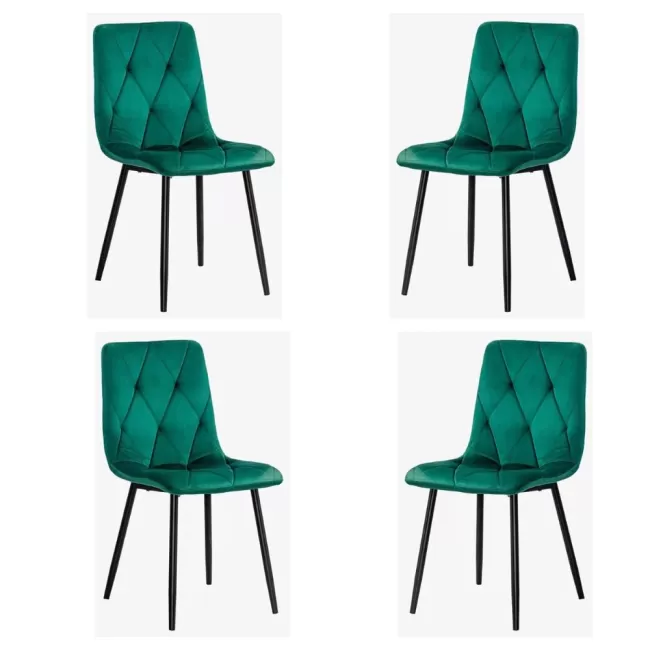 4 scaune living catifea BUC 210 Verde – confort, stil modern