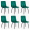 6 scaune living catifea BUC 210 Verde – confort, stil modern, cadru metalic solid