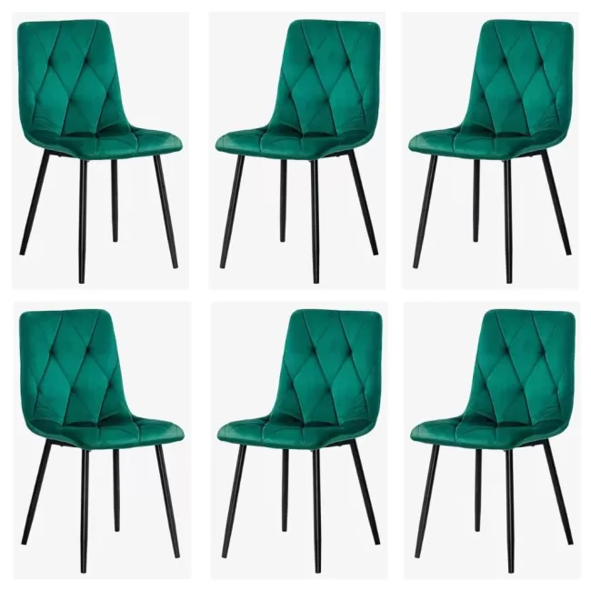 6 scaune living catifea BUC 210 Verde – confort, stil modern