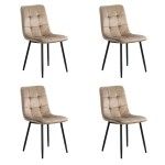 4 scaune living catifea BUC 211 Bej – design modern, picioare metalice, confort premium