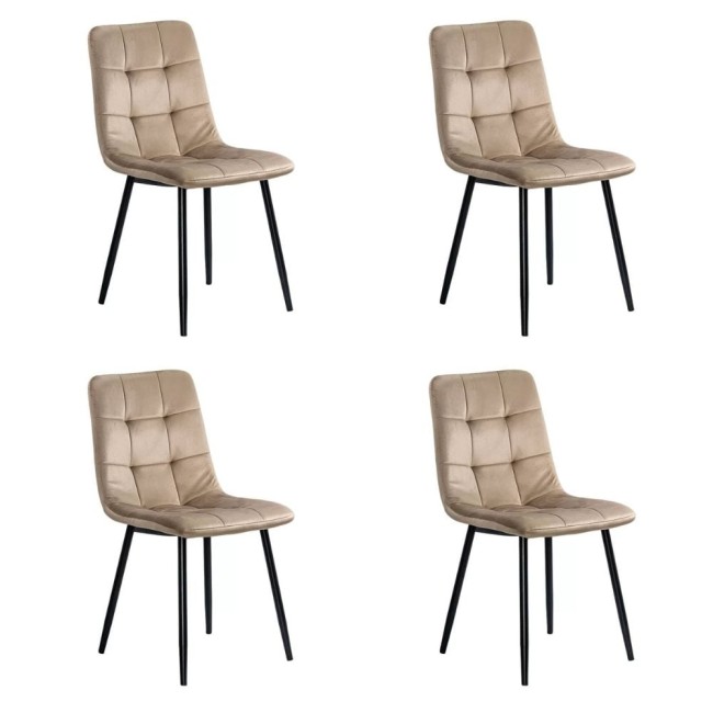 4 scaune living catifea BUC 211 Bej – cadru metalic modern