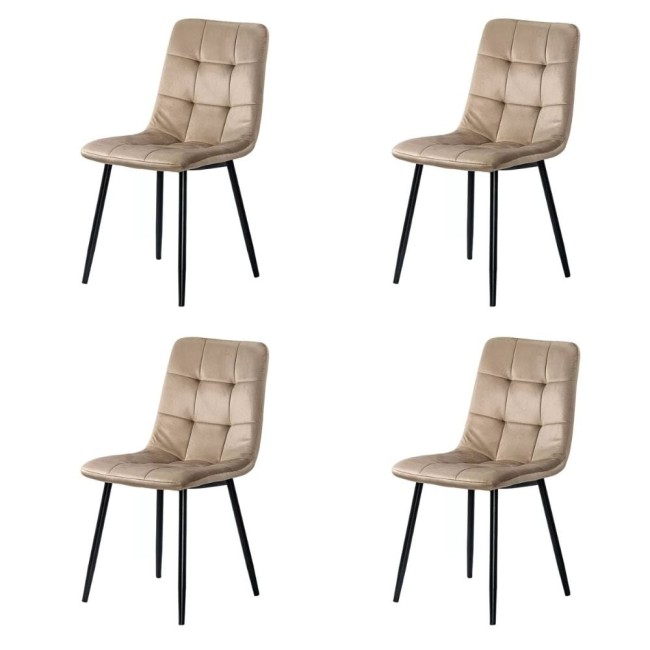 4 scaune living catifea BUC 211 Bej – cadru metalic modern