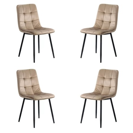 4 scaune living catifea BUC 211 Bej – design modern, picioare metalice, confort premium