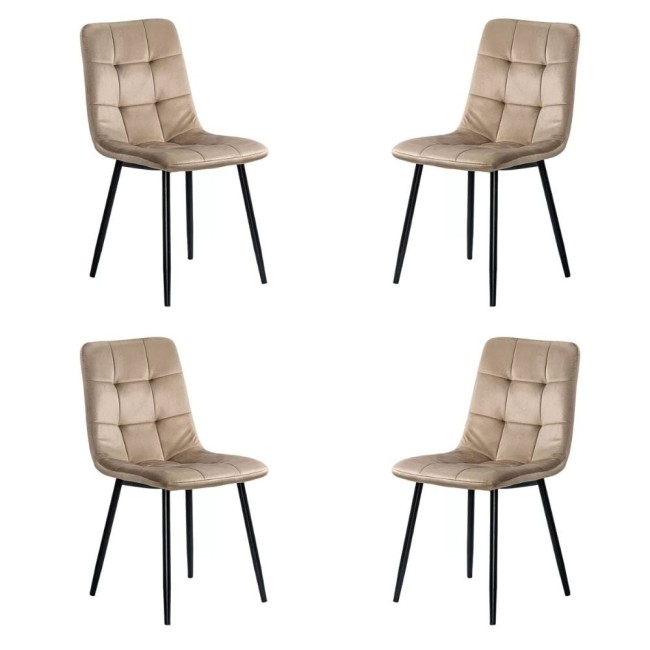4 scaune living catifea BUC 211 Bej – cadru metalic modern