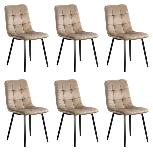 6 scaune living catifea BUC 211 Bej – cadru metalic modern