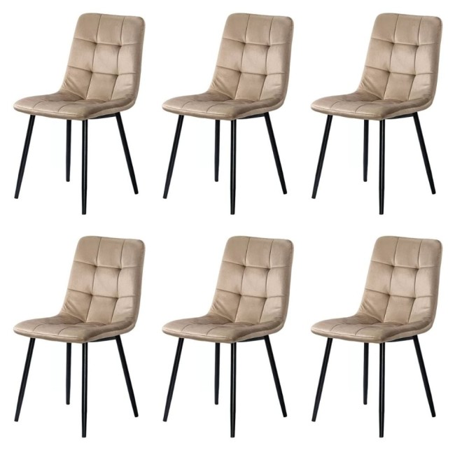 6 scaune living catifea BUC 211 Bej – cadru metalic modern