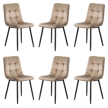 6 scaune living catifea BUC 211 Bej – design modern, picioare metalice, confort premium
