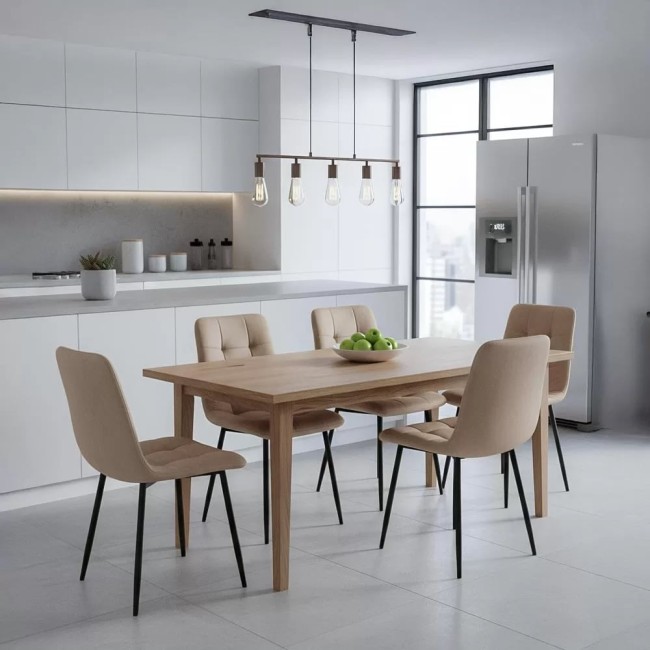 4 scaune living catifea BUC 211 Bej – cadru metalic modern