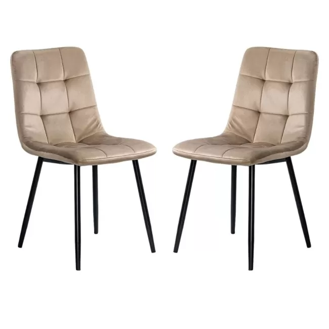 Scaun living catifea BUC 211 Bej – cadru metalic modern