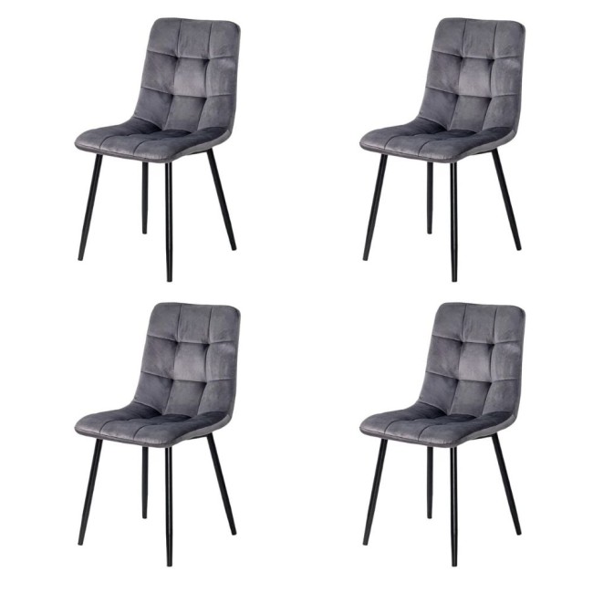 4 scaune living catifea BUC 211 Gri – cadru metalic modern